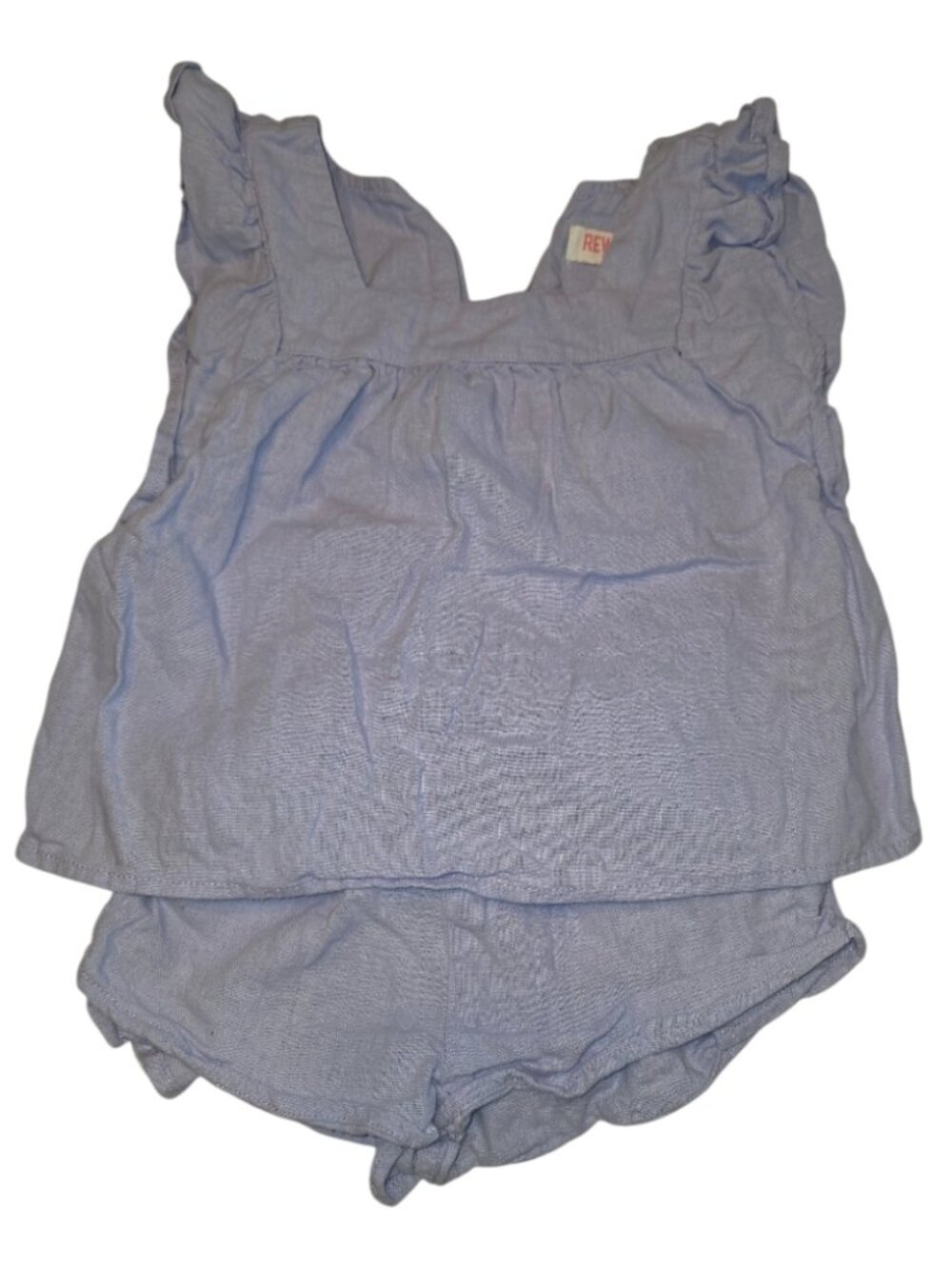 ReWash Shirt Shorts Set Little Girls XS Linen Blend Flutter Tank Top
